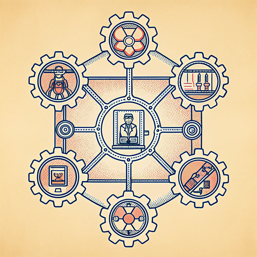 Illustration of a desk calendar and a recording chart tracing a rising line, with a tiny person reading it