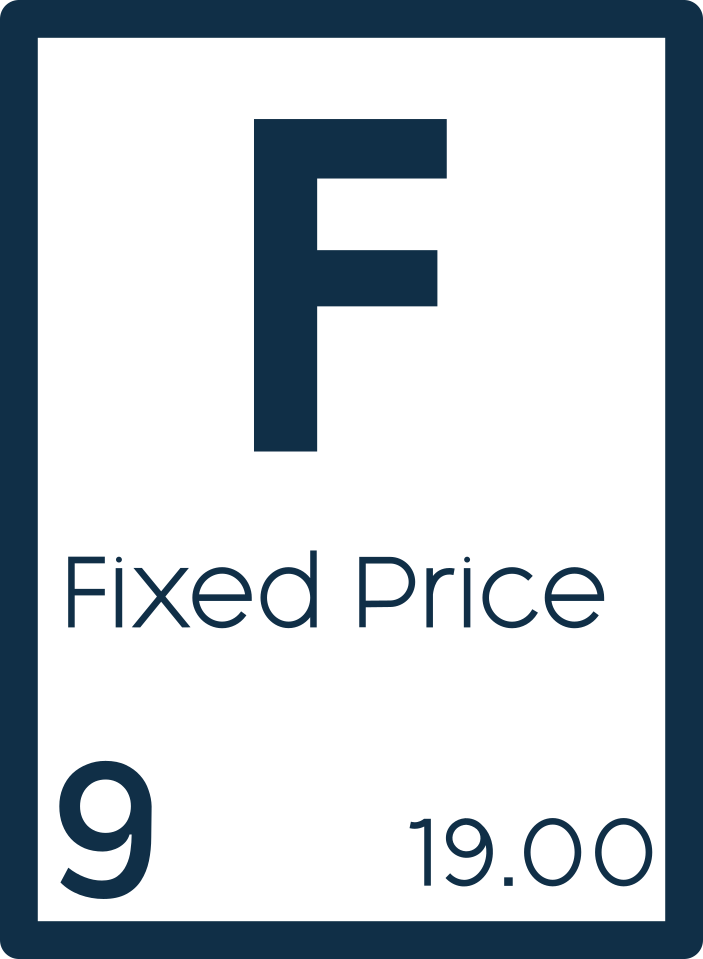 Periodic-table style tile: F for Fixed Price