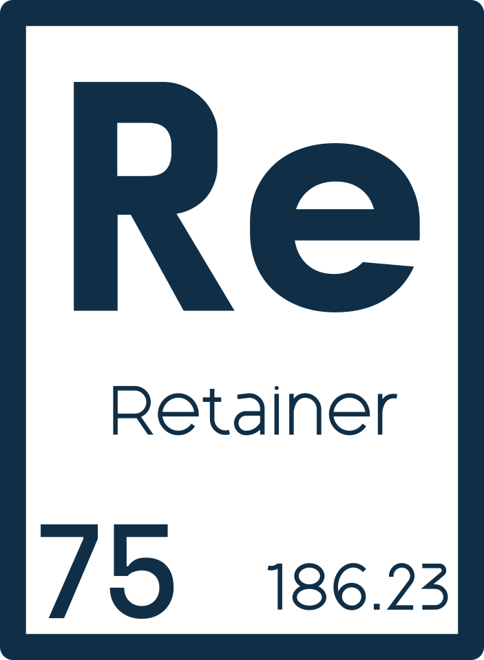 Periodic-table style tile: Re for Retainer